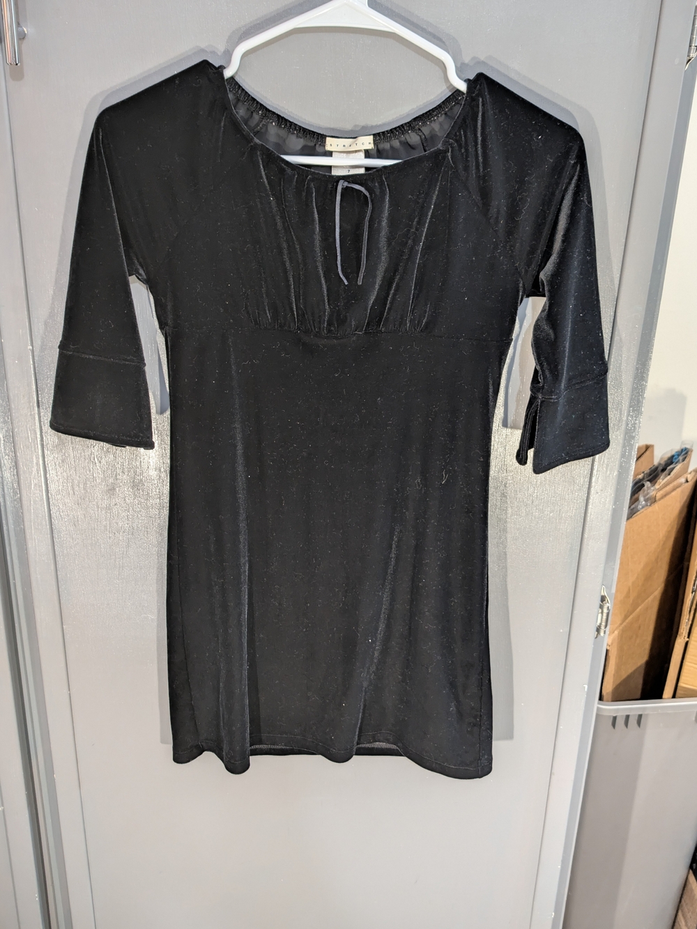 Old Navy Black Tie-Neck 3/4 Sleeve Tunic